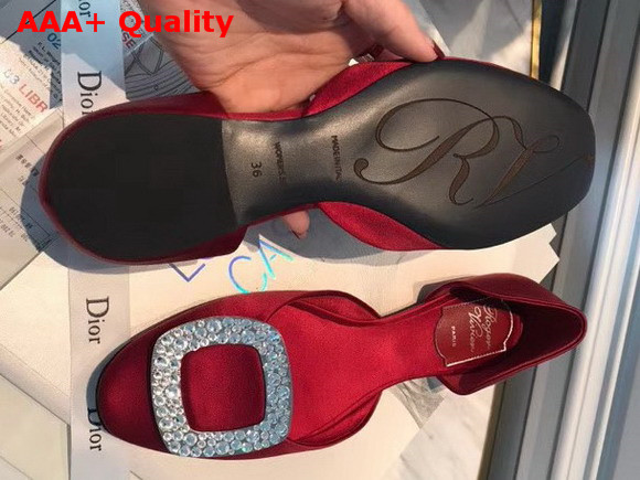 Roger Vivier Chips Strass Ballerinas in Red Silk Satin Replica