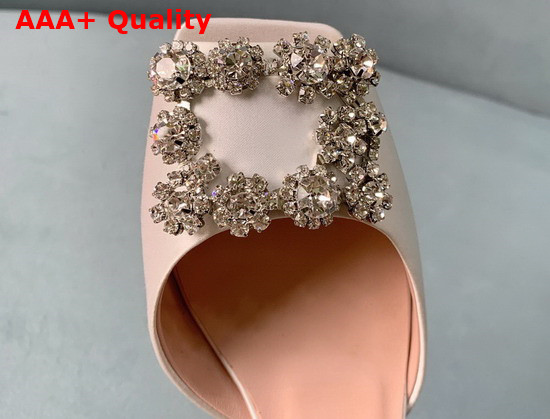 Roger Vivier Flower Strass Buckle Sandals in Satin Beige Replica