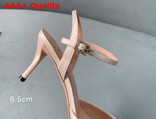 Roger Vivier Flower Strass Buckle Sandals in Satin Beige Replica