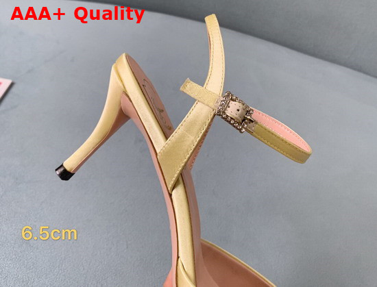 Roger Vivier Flower Strass Buckle Sandals in Satin Yellow Replica