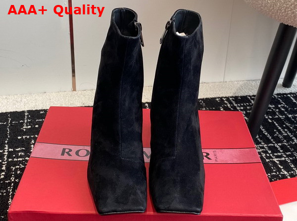 Roger Vivier Jewel Heel Ankle Boots in Black Suede Replica