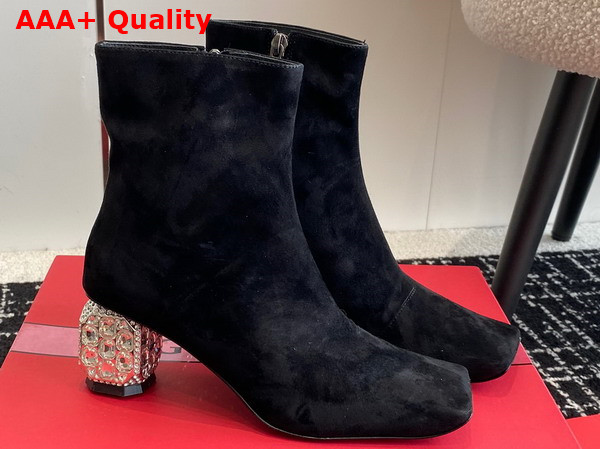 Roger Vivier Jewel Heel Ankle Boots in Black Suede Replica