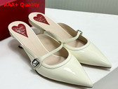 Roger Vivier Mary Jane Virgule Mules in Patent Leather Off White Replica