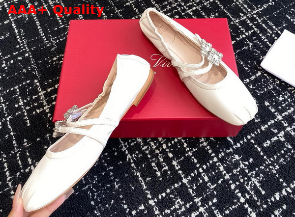 Roger Vivier Mary Janes in Nappa Leather Off White Replica