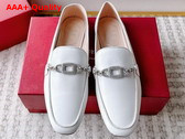 Roger Vivier Strass Chain Loafers in Off White Leather Replica