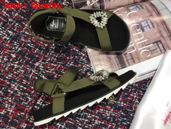 Roger Vivier Trekky Viv Sandals Green Gros Grain Replica