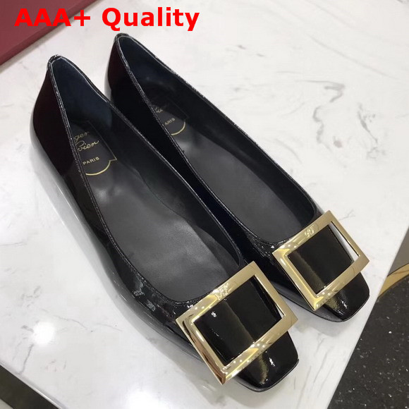 Roger Vivier Trompette Ballerinas in Black Patent Leather Replica