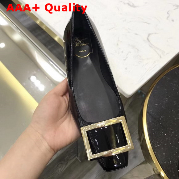 Roger Vivier Trompette Ballerinas in Black Patent Leather Replica