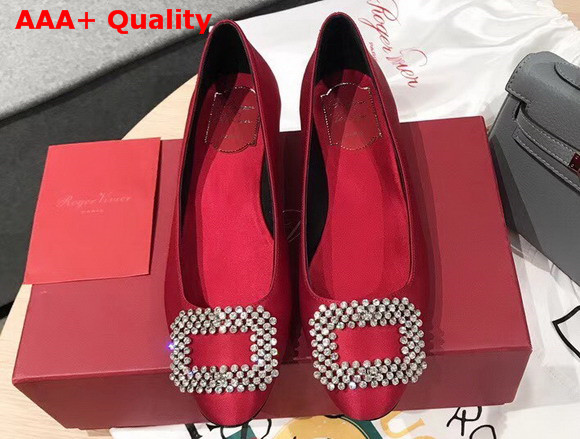 Roger Vivier Vertigo Diadem Ballerinas in Red Silk Satin Replica