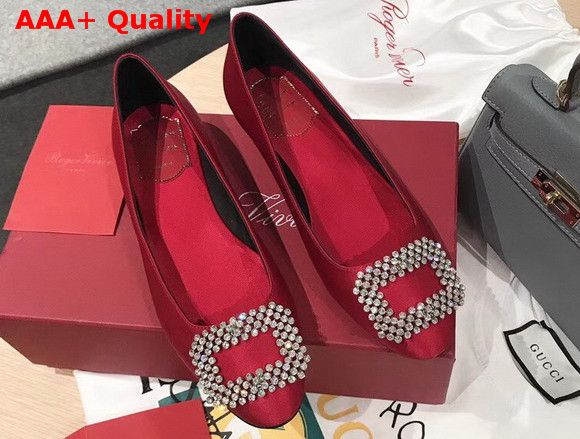 Roger Vivier Vertigo Diadem Ballerinas in Red Silk Satin Replica