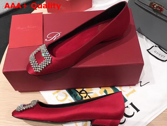 Roger Vivier Vertigo Diadem Ballerinas in Red Silk Satin Replica