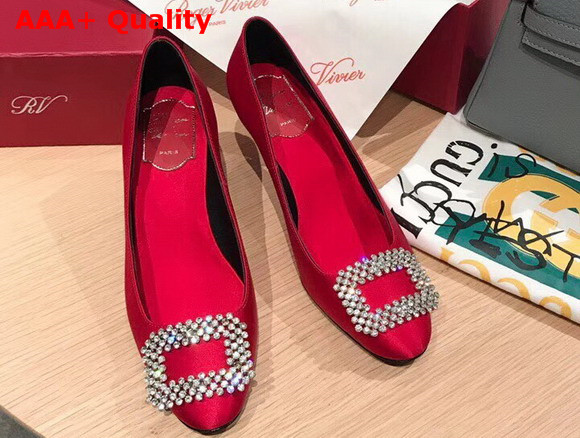 Roger Vivier Vertigo Diadem Pumps in Red Silk Satin Replica