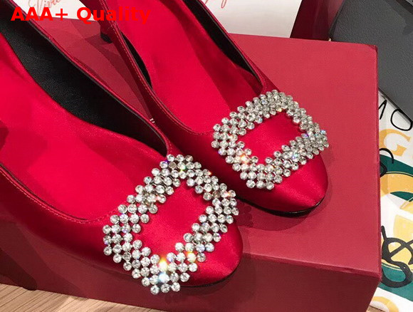 Roger Vivier Vertigo Diadem Pumps in Red Silk Satin Replica