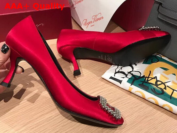 Roger Vivier Vertigo Diadem Pumps in Red Silk Satin Replica