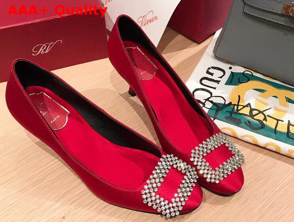 Roger Vivier Vertigo Diadem Pumps in Red Silk Satin Replica