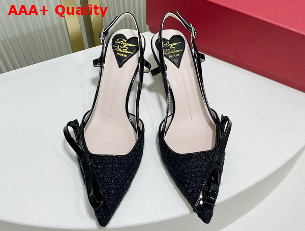 Roger Vivier Virgule Bow Slingback Pumps in Black Fabric Replica