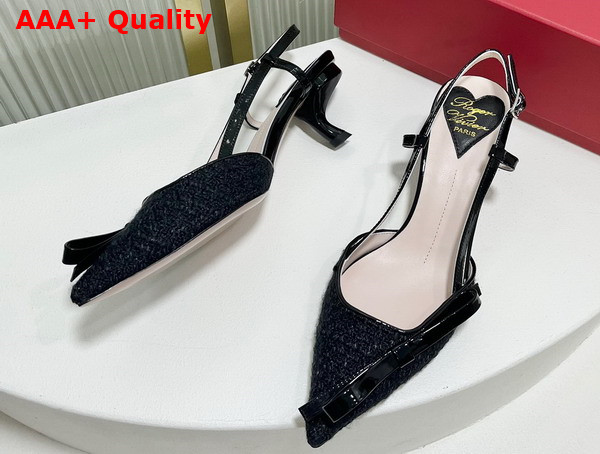 Roger Vivier Virgule Bow Slingback Pumps in Black Fabric Replica