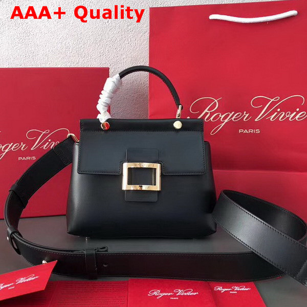 Roger Vivier Viv Cabas Mini in Black Leather Replica