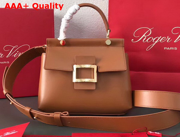 Roger Vivier Viv Cabas Mini in Light Brown Leather Replica