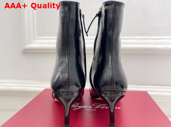 Roger Vivier Viv Canard Booties in Black Leather Replica