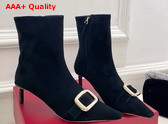 Roger Vivier Viv Canard Booties in Black Suede Replica