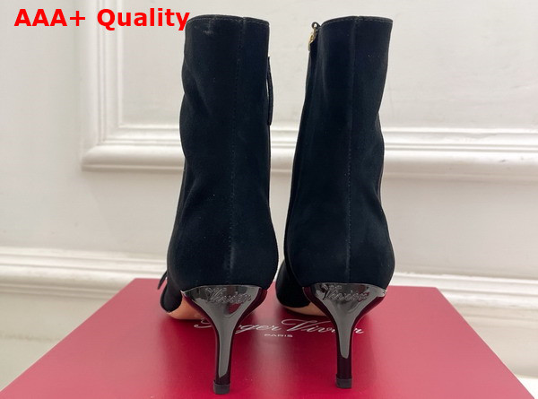 Roger Vivier Viv Canard Booties in Black Suede Replica