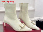 Roger Vivier Viv Canard Booties in White Leather Replica