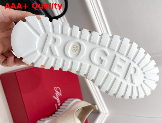 Roger Vivier Viv Go Thick Strass Buckle Loafers in White Crocodile Embossed Calfskin Replica