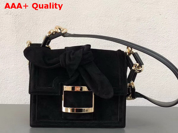 Roger Vivier Viv Mini Bow Suede Shoulder Bag in Black Suede Replica