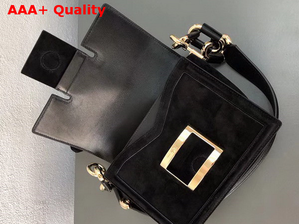 Roger Vivier Viv Mini Bow Suede Shoulder Bag in Black Suede Replica