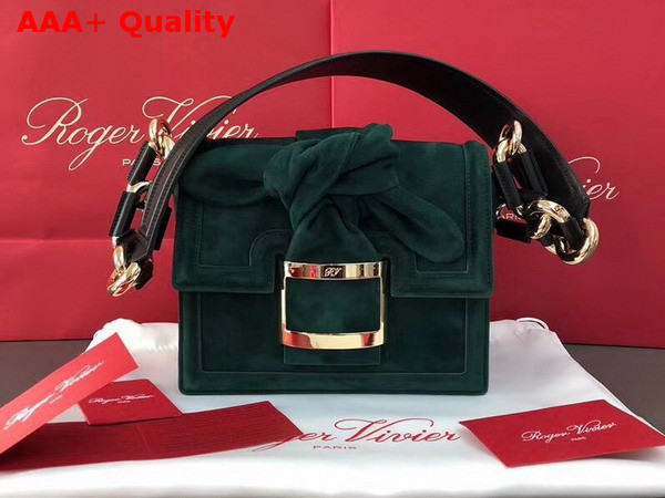 Roger Vivier Viv Mini Bow Suede Shoulder Bag in Green Suede Replica