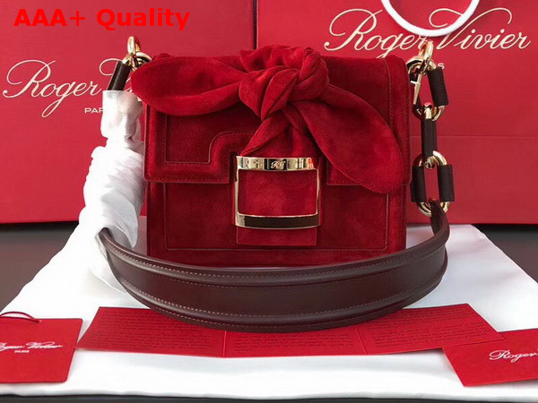 Roger Vivier Viv Mini Bow Suede Shoulder Bag in Red Suede Replica