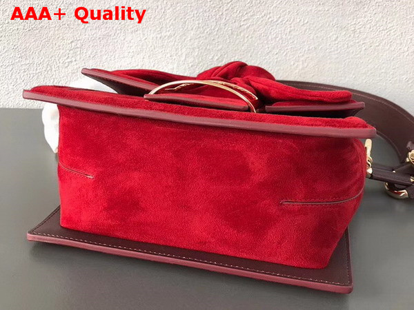 Roger Vivier Viv Mini Bow Suede Shoulder Bag in Red Suede Replica