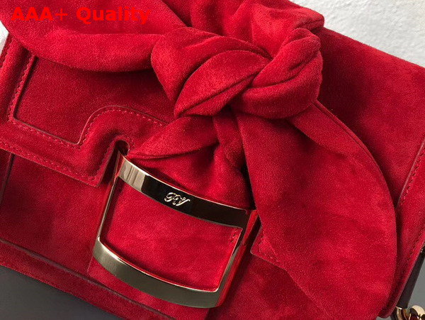 Roger Vivier Viv Mini Bow Suede Shoulder Bag in Red Suede Replica