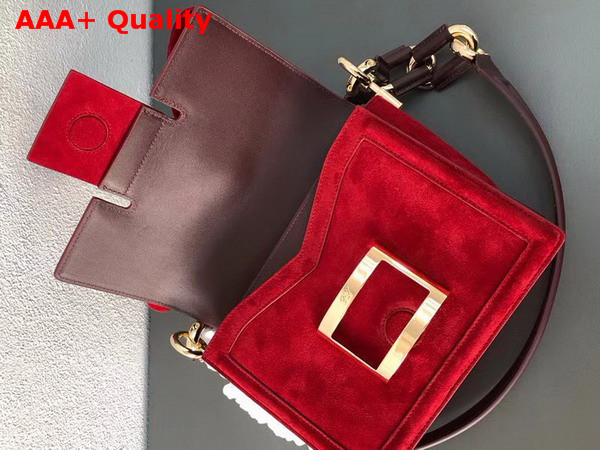 Roger Vivier Viv Mini Bow Suede Shoulder Bag in Red Suede Replica