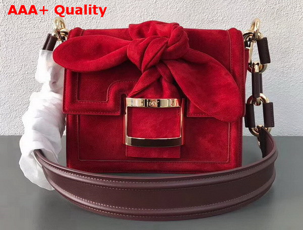 Roger Vivier Viv Mini Bow Suede Shoulder Bag in Red Suede Replica