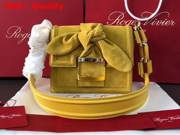 Roger Vivier Viv Mini Bow Suede Shoulder Bag in Yellow Suede Replica