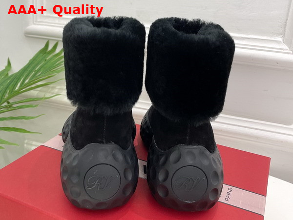 Roger Vivier Viv Run Light Fur Ankle Boots in Black Suede Replica