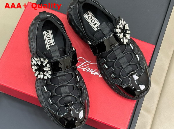 Roger Vivier Viv Run Light Sneakers in Black Fabric Replica