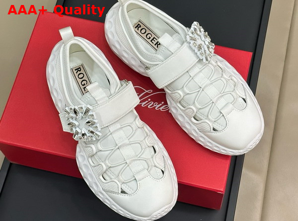 Roger Vivier Viv Run Light Sneakers in White Fabric Replica