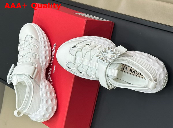 Roger Vivier Viv Run Light Sneakers in White Fabric Replica