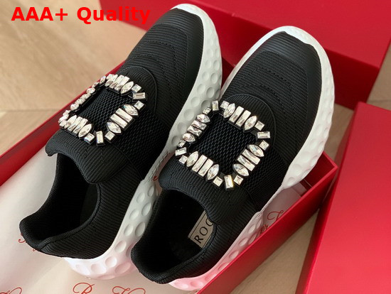 Roger Vivier Viv Run Light Strass Buckle Sneakers in Fabrics Black Replica