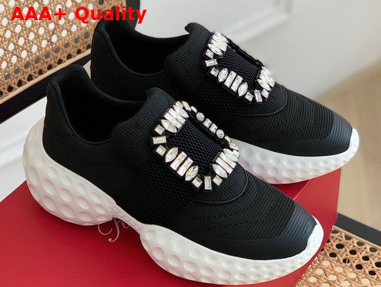 Roger Vivier Viv Run Light Strass Buckle Sneakers in Fabrics Black Replica