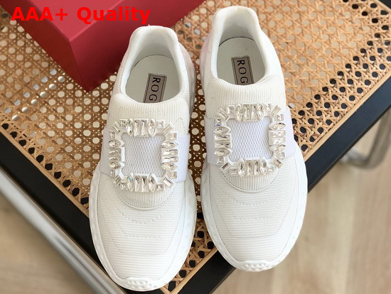 Roger Vivier Viv Run Light Strass Buckle Sneakers in Fabrics White Replica