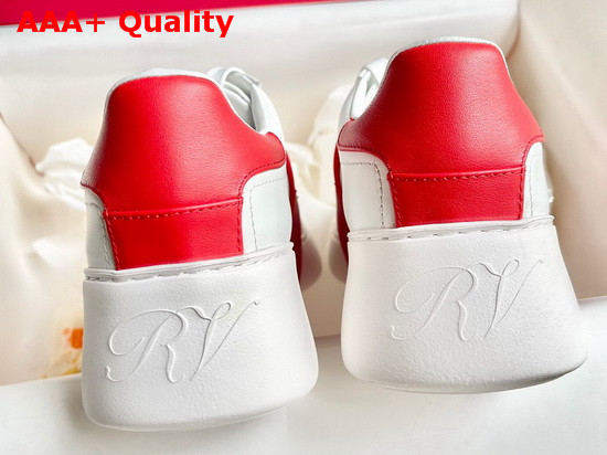 Roger Vivier Viv Skate Strass Buckle Sneakers in Soft Leather White and Red Replica