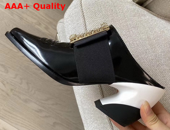 Roger Vivier Viv Tex Strass Mules in Black Patent Leather Replica