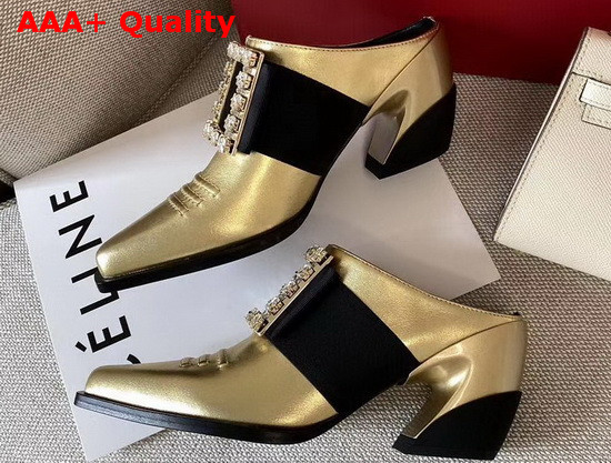 Roger Vivier Viv Tex Strass Mules in Yellow Replica