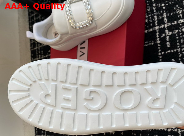 Roger Vivier Viv Up Sneakers in White Leather with Crystal Buckle Replica