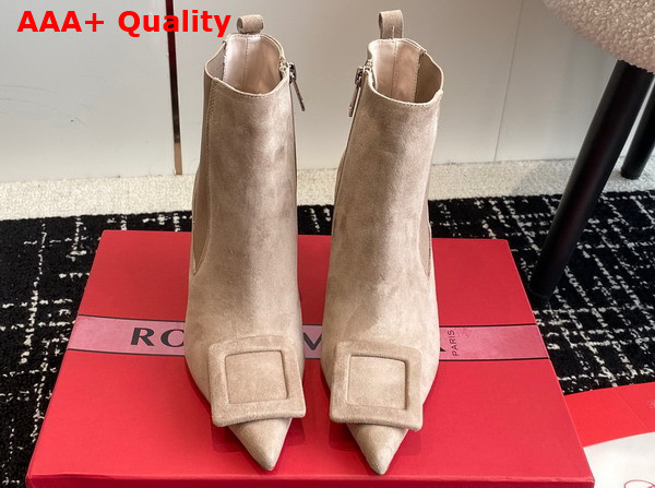 Roger Vivier Viv in The City Booties in Beige Suede Replica