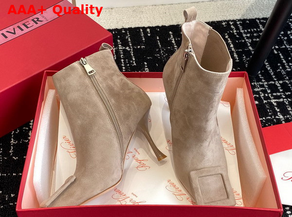 Roger Vivier Viv in The City Booties in Beige Suede Replica